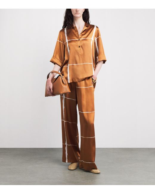 Kiton Brown Silk Printed Shirt