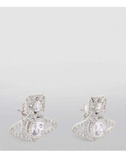 Vivienne Westwood White Platinum-plated Brass And Crystal Norabelle Stud Earrings