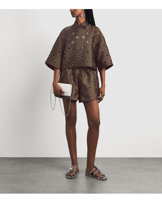 Sandro Brown Rhinestone Cropped Shirt