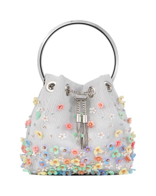 Jimmy Choo White Bon Bon Bucket Bag