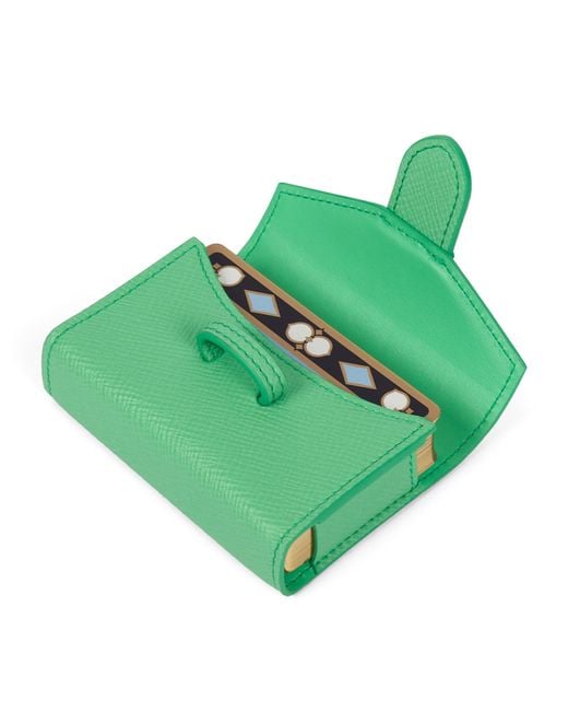 Smythson Green Leather Panama Playing Card Case