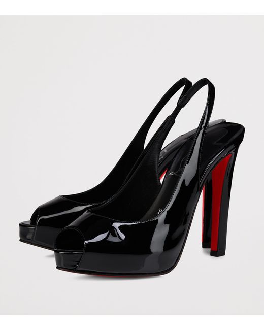 Christian Louboutin Black Lady Fanny Sling Patent Leather Slingback Pumps 120