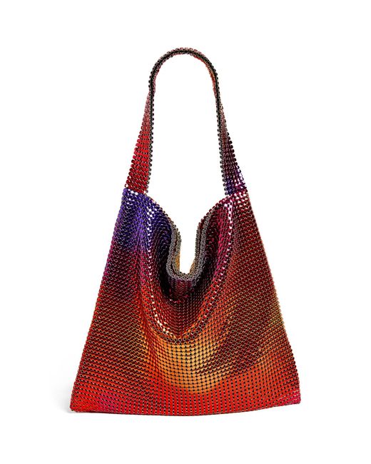 Paco Rabanne Red Chainmail Pixel Tote Bag
