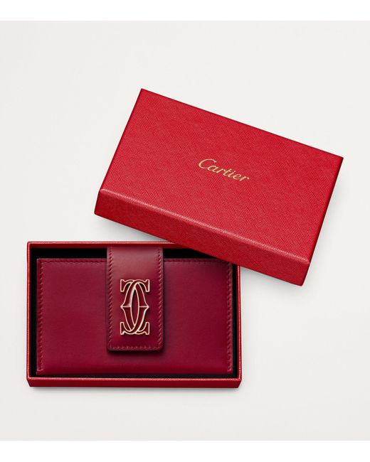 Cartier Red Leather C De Folded Card Holder