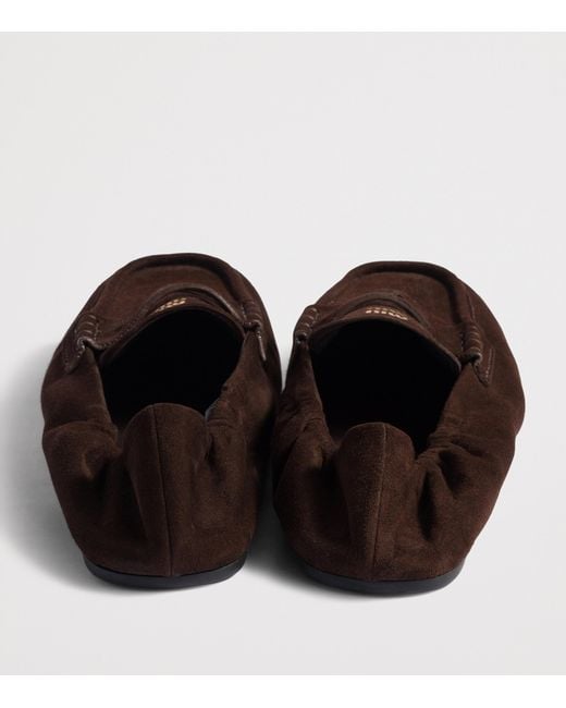 Miu Miu Brown Suede Ruched Loafers