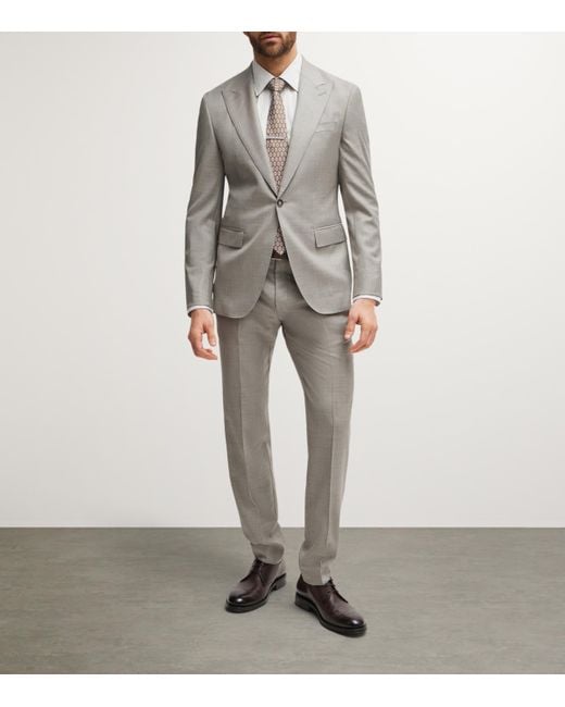 Boss Gray Virgin Wool Slim 2-Piece Suit for men