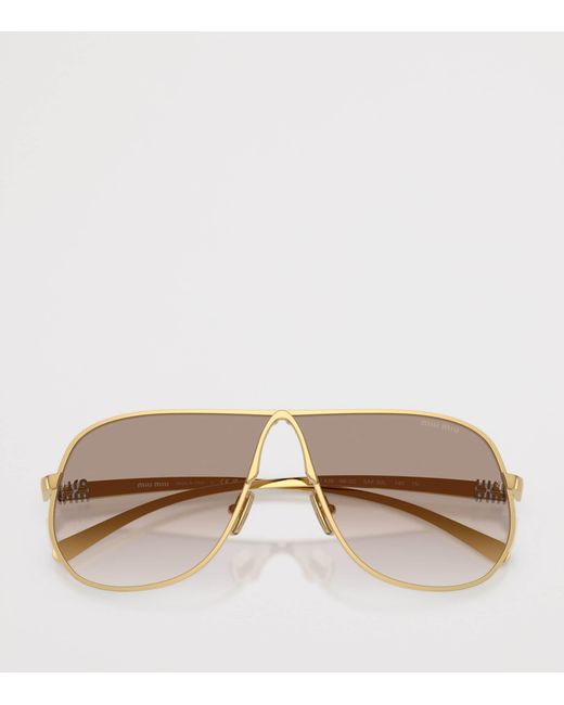 Miu Miu Metallic Metal Mu Af6S Pilot Sunglasses