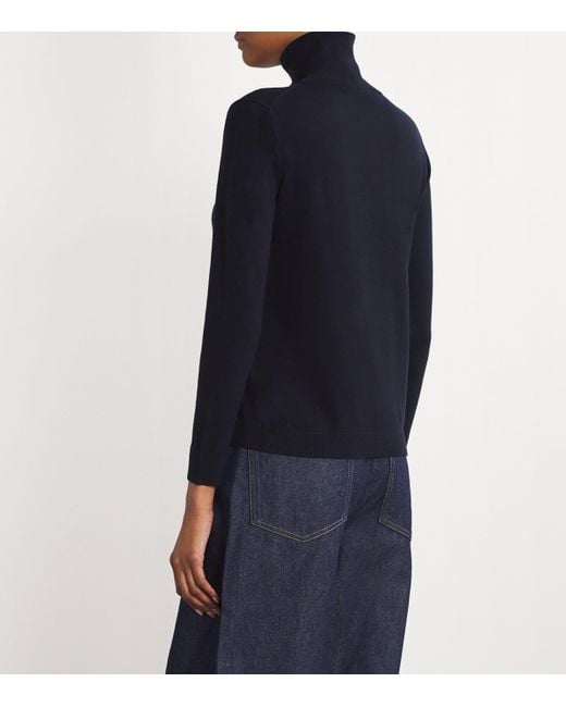 Weekend by Maxmara Blue Silk-Blend High-Neck Sweater