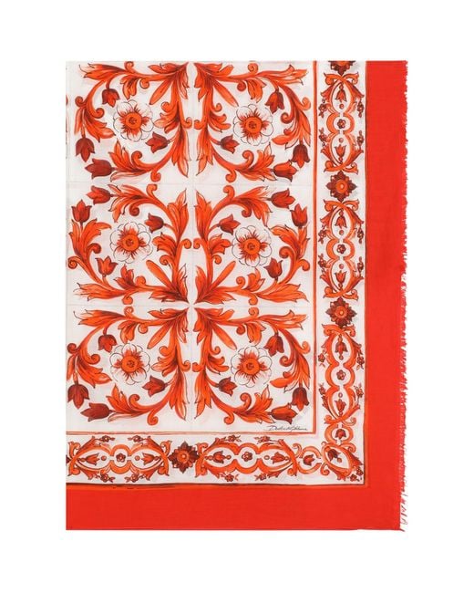 Dolce & Gabbana Red Cotton Majolica Pareo