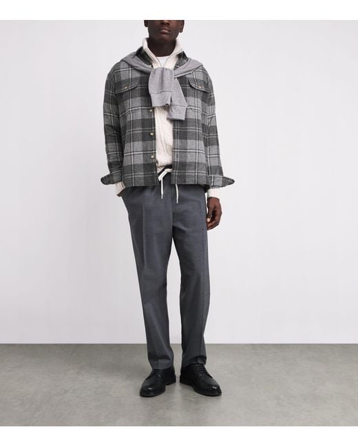 Polo Ralph Lauren Gray Wool Classic Fit Plaid Overshirt for men