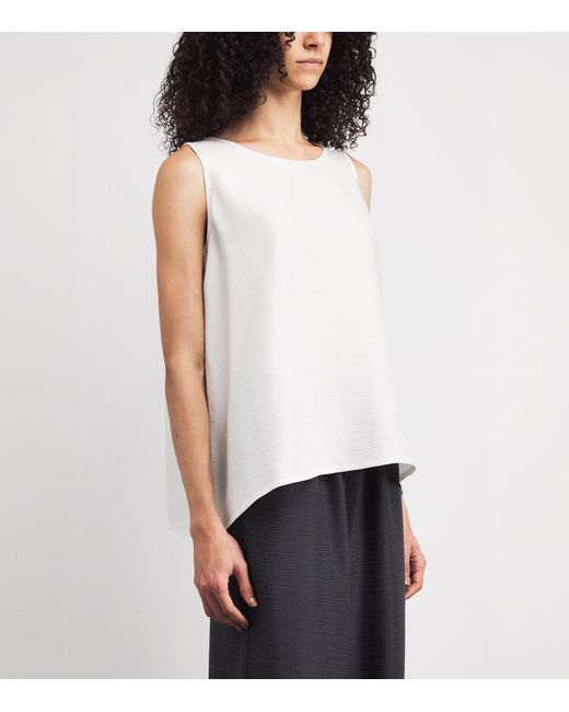 Eskandar White Silk Plissé A-Line Shell Top