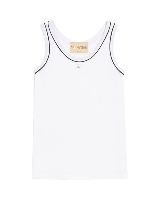 Valentino White Cotton Vlogo Tank Top
