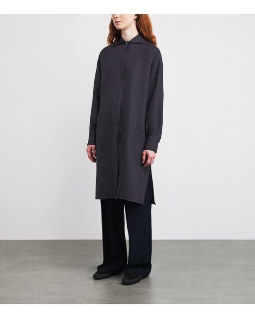 Eleventy Blue Linen Longline Shirt