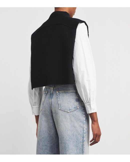 Claudie Pierlot Black Wool Embroidered Sweater Vest