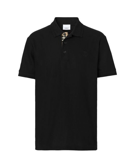 Burberry Black Tb Monogram Polo Shirt for men