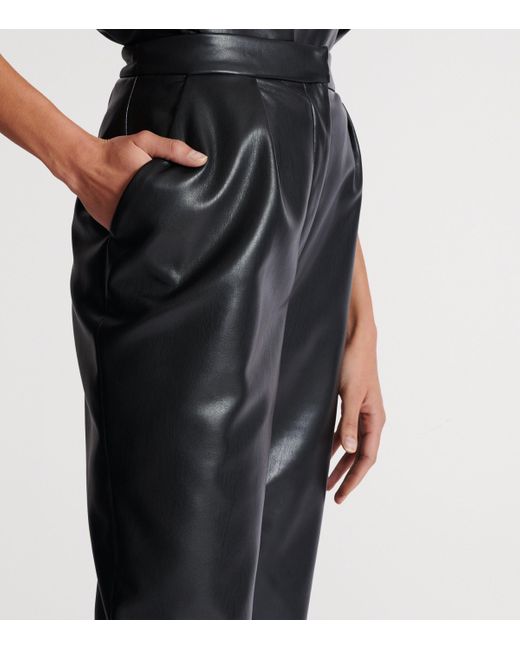 Balmain Gray Faux Leather High-Rise Slim Trousers