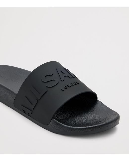 AllSaints Black Rubber Biggy Slides for men
