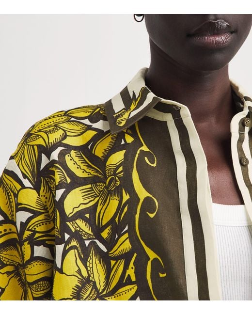 ALÉMAIS Green Hemp Printed Mona Shirt