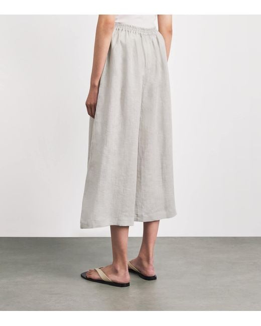Eskandar White Linen Flared Culottes