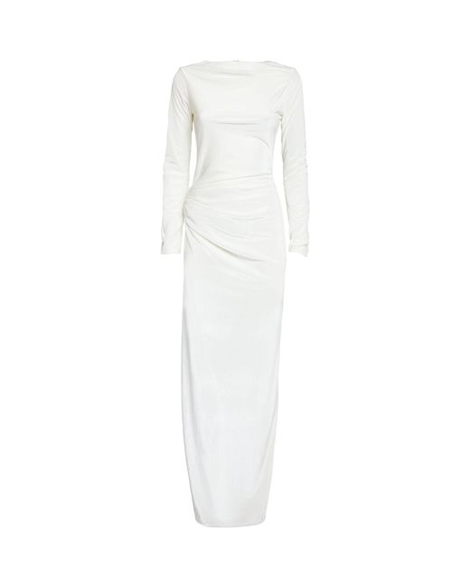 16Arlington White Velvet Ruched Nubria Gown