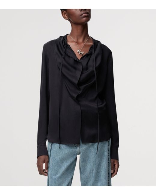 Loewe Black Silk-Blend Satin Blouse
