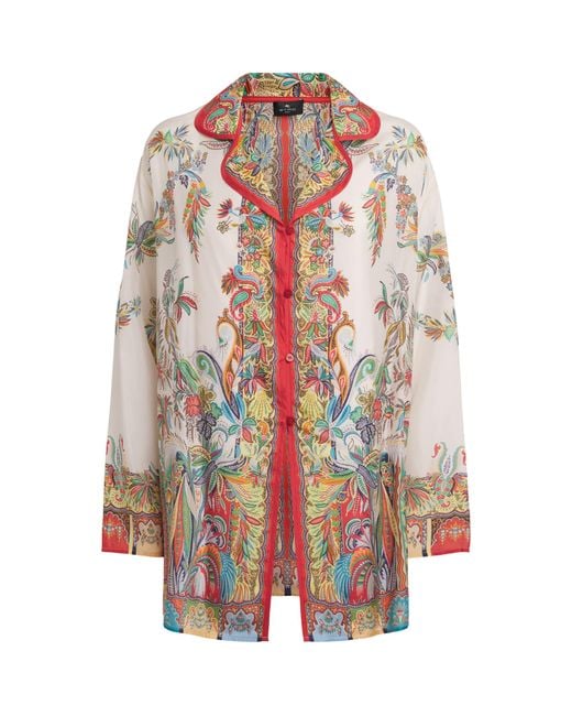Etro White Silk Paisley Cover-Up Shirt