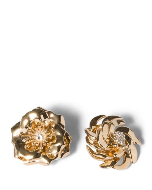 Miu Miu Metallic Floral Crystal-Embellished Clip-On Earrings