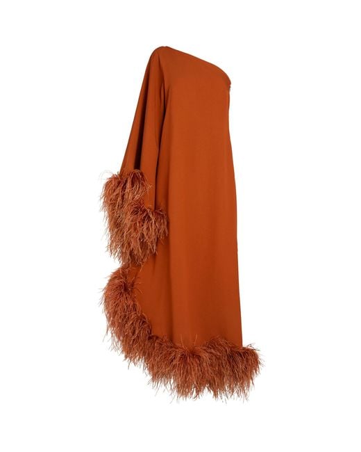 ‎Taller Marmo Orange Ostrich Feather Ubud Gown