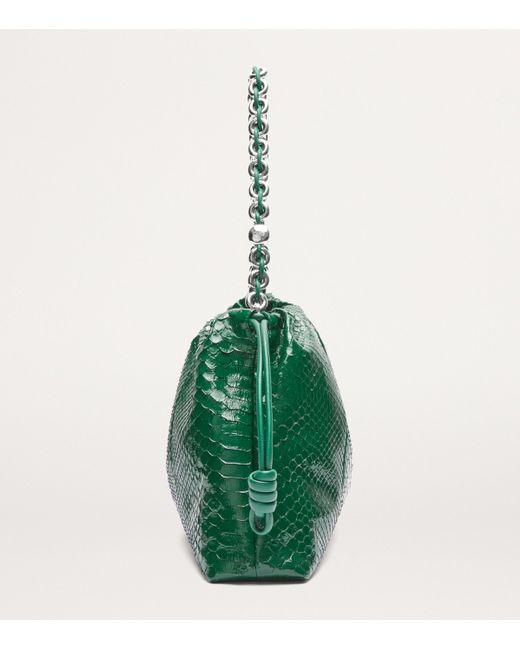 Loewe Green Large Patent Python Flamenco Purse