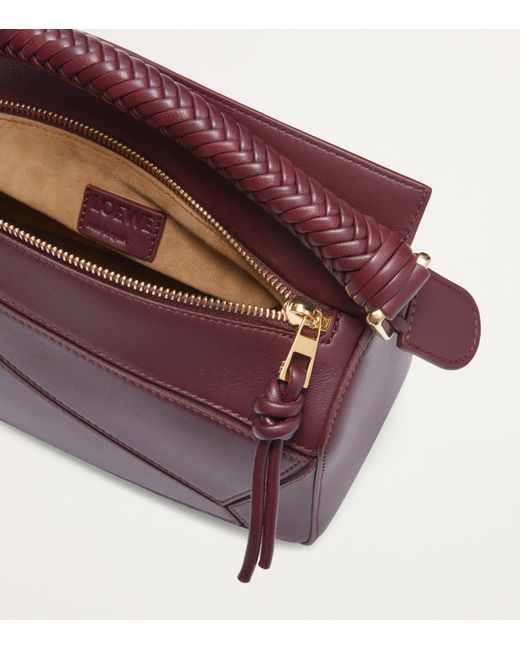 Loewe Purple Small Leather Puzzle Edge Top-Handle Bag