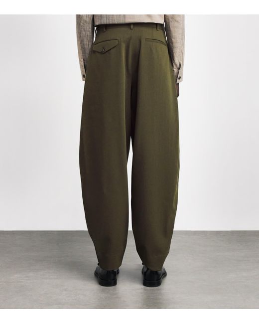Comme des Garçons Green Wool Pleated Wide-Leg Trousers for men
