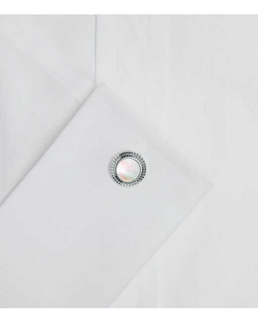 Dunhill Metallic Rhodium-Plated And Mother-Of-Pearl Hobnail Cufflinks for men