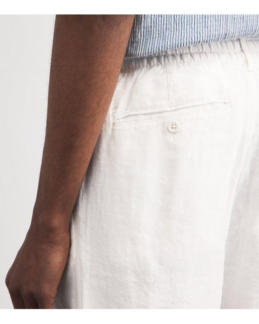 Polo Ralph Lauren White Linen Drawstring Prepster Trousers for men