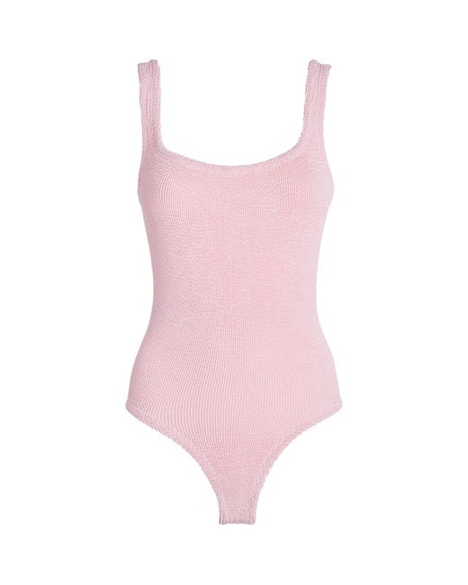Hunza G Pink Square-Neck Swimsuit