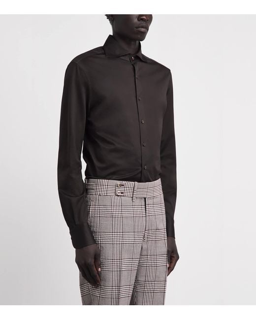 Isaia Black Cotton Jersey Shirt for men