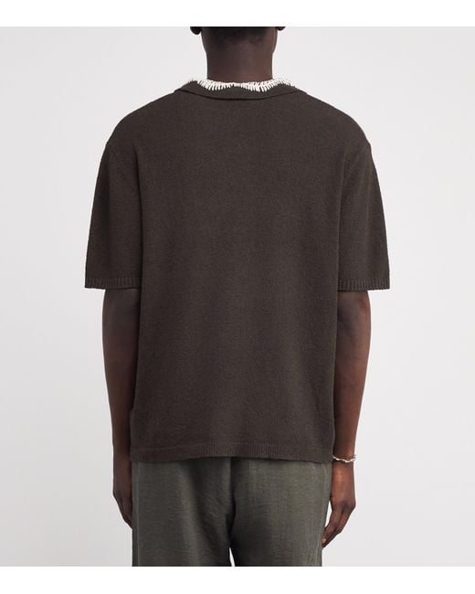 Commas Black Crochet-Detail Polo Shirt for men