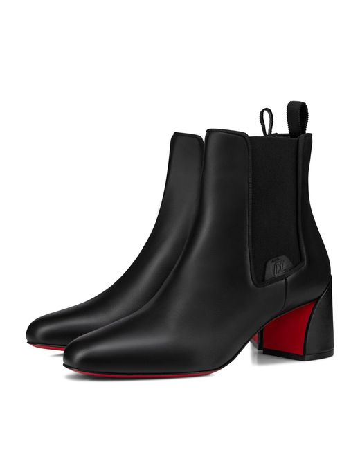 Christian Louboutin Black Turelastic Leather Ankle Boots 55