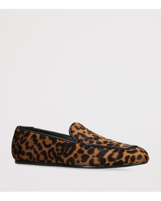 Stuart Weitzman Brown Suede Leopard Brooks Loafers