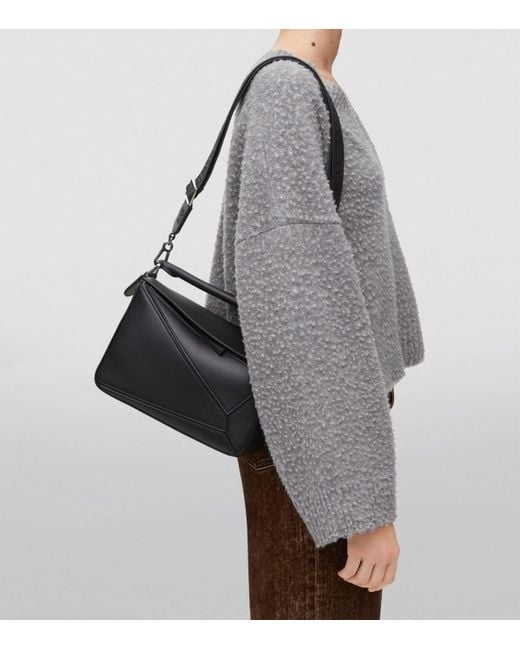 Loewe Black Leather Puzzle Edge Top-Handle Bag