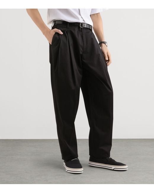 Dolce & Gabbana Black Cotton-Blend Wide-Leg Tailored Trousers for men