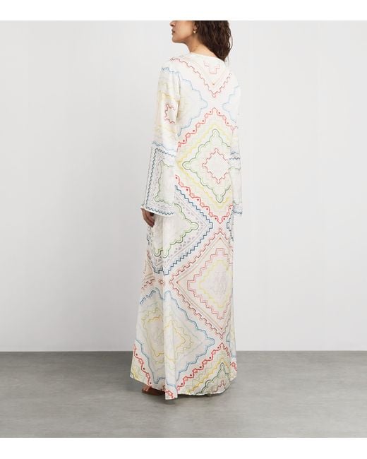 Mary Katrantzou White Collins Maxi Kaftan