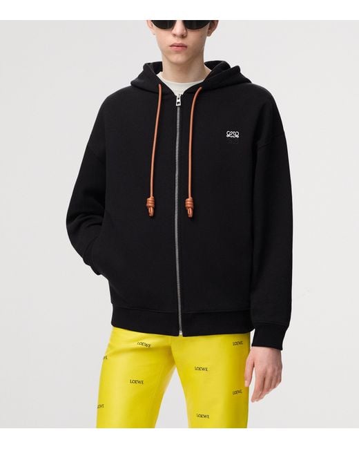 Loewe Black Cotton-Blend Anagram Hoodie for men
