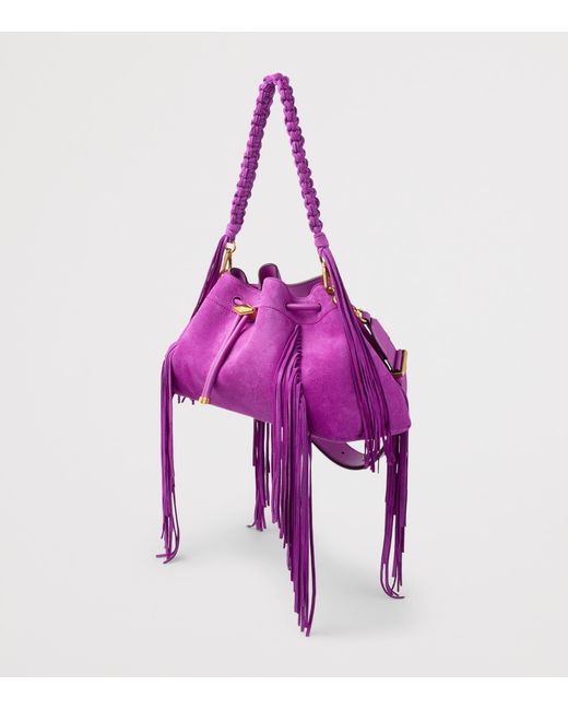 Jimmy Choo Purple Medium Cinch Suede Bucket Bag