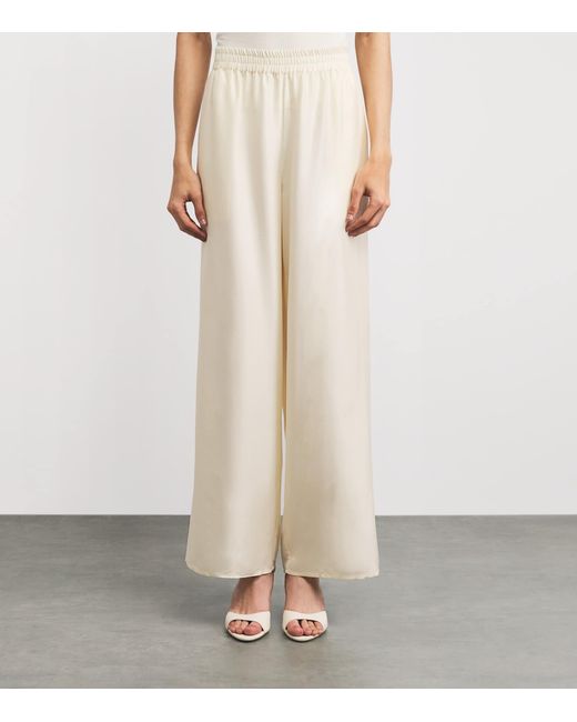 LeKasha White Silk Pamir Wide-Leg Trousers