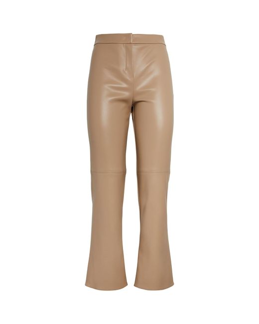 Max Mara Faux-leather Slim-leg Trousers in Natural