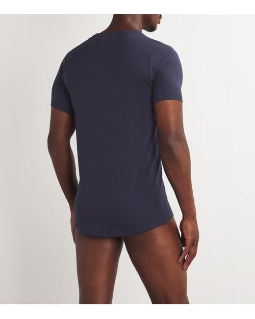 Falke Blue Cotton-Blend Daily Climate Control T-Shirt for men