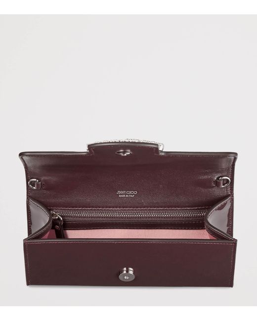 Jimmy Choo Purple Bing Patent Leather Wallet-On-Chain