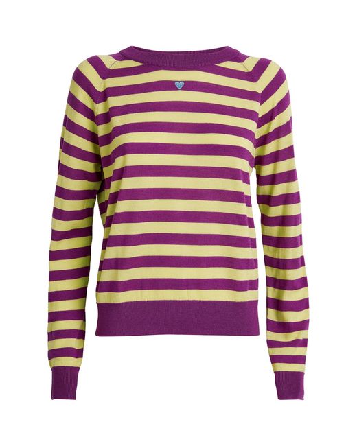 MAX&Co. Red Wool Crew-neck Striped Sweater