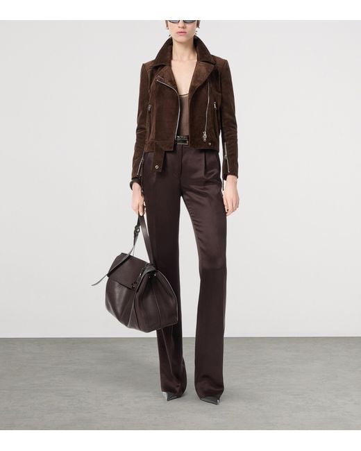 Tom Ford Brown Silk Tailored Trousers