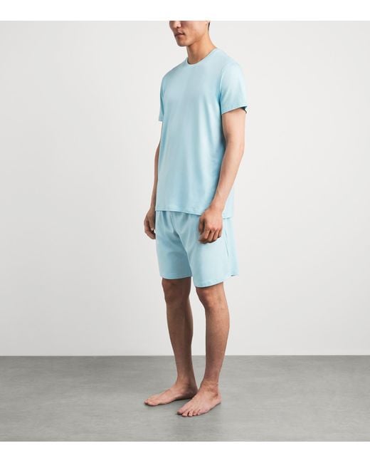 Derek Rose Blue Micromodal Basel Sweatshorts for men